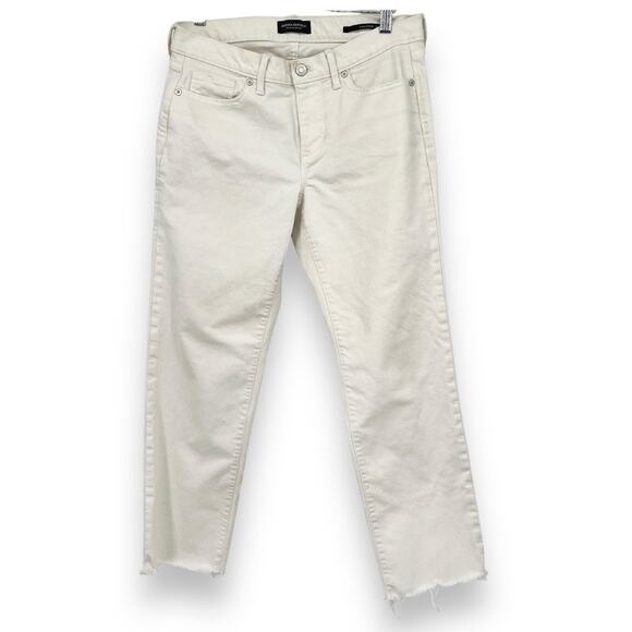Banana Republic Cropped Girlfriend Jeans Raw Hem Women's 27 White Resortwear - Picture 3 of 10